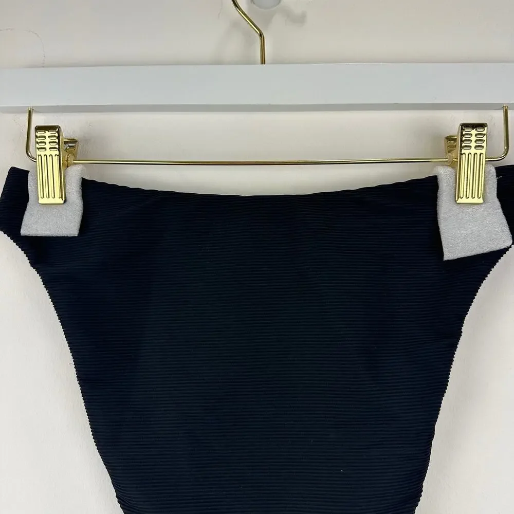 J.Crew Ribbed High Rise Cheeky Bikini Bottom Beach Swim Minimalist Black S NWT